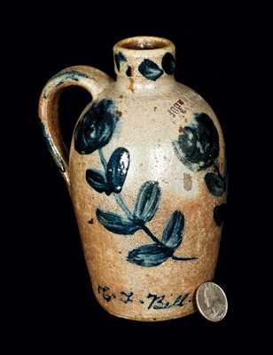 Exceptional Quart-Sized JOHN BELL Stoneware Jug, Signed / Dated C. F. Bell 1857