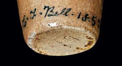 Exceptional Quart-Sized JOHN BELL Stoneware Jug, Signed / Dated C. F. Bell 1857