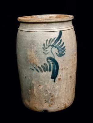 SOLOMON BELL / STRASBURG / Va Stoneware Jar w/ Cobalt Floral Decoration