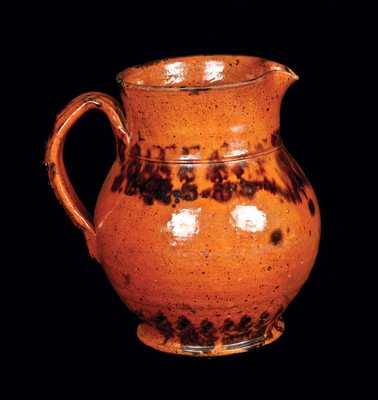 Glazed Redware Pitcher, PA origin, 19th century