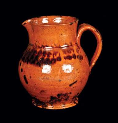 Glazed Redware Pitcher, PA origin, 19th century