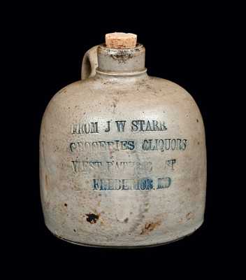 Very Rare Diminutive Stoneware Jug w/ Frederick, MD Advertising, attrib. Peter Herrmann, Baltimore