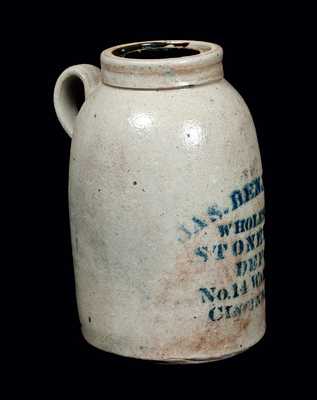 JAS. BENJAMIN / CINCINNATI, O. Stoneware Handled Canning Jar, circa 1880