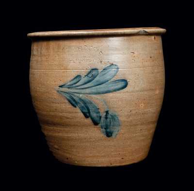 J.H. Dipple / Lewistown, PA Stoneware Jar with Cobalt Floral Decoration