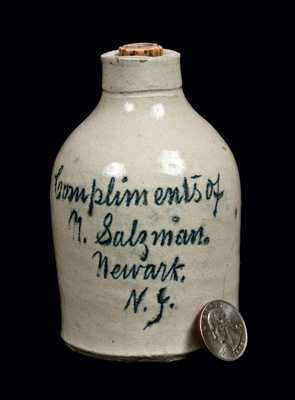 Rare Miniature Salesman's Sample Newark, NJ Stoneware Script Jug