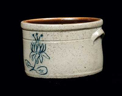 Rare Miniature Stoneware Cake Crock with Scratchware Decoration, NY or NJ