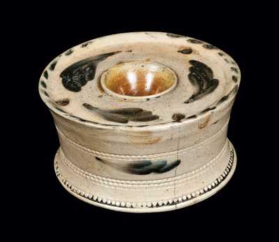 Cobalt-Decorated Stoneware Inkwell, attributed to Nathan Clark, Athens, NY