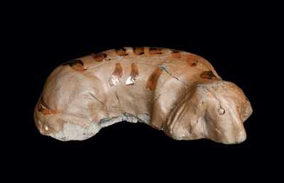 Rare Pennsylvania Stoneware Dog Figure Inscribed "D. Miller"