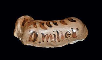Rare Pennsylvania Stoneware Dog Figure Inscribed "D. Miller"