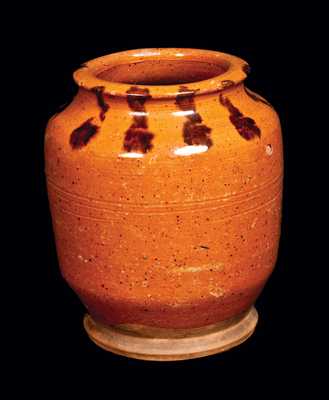 Quart-Sized Redware Jar with Manganese Decoration, probably PA