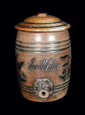 New Jersey Stoneware ICE WATER Cooler, attributed to Wingender, late 19th century