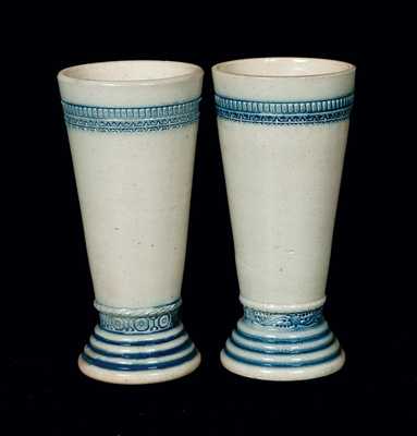 Pair of Molded Whites Utica Stoneware Vases, NY State origin