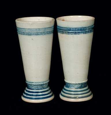 Pair of Molded Whites Utica Stoneware Vases, NY State origin