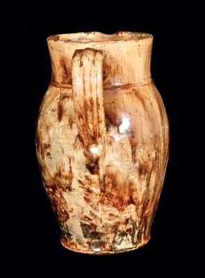 Rare Glazed Redware Pitcher, Stamped 