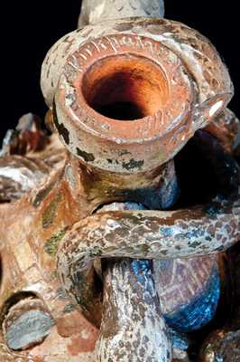 Rare and Important Anna Pottery Temperance Snake Jug w/ Applied Figural Decoration