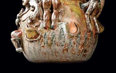 Rare and Important Anna Pottery Temperance Snake Jug w/ Applied Figural Decoration