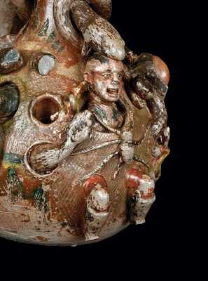 Rare and Important Anna Pottery Temperance Snake Jug w/ Applied Figural Decoration
