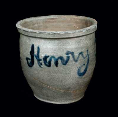 Extremely Rare Henry Glazier 1852 Hand-Signed Stoneware Jar, Huntingdon, PA