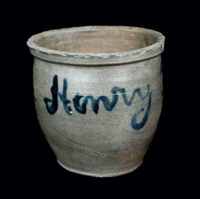 Extremely Rare "Henry Glazier 1852" Hand-Signed Stoneware Jar, Huntingdon, PA