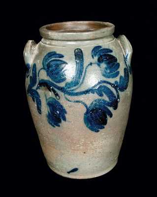 Stoneware Crock with Heavy Floral Decoration, Huntingdon County, PA