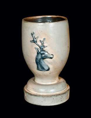 Rare Remmey, Philadelphia, Stoneware Cup with Applied Stag Head