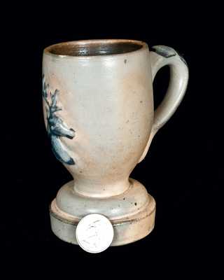 Rare Remmey, Philadelphia, Stoneware Cup with Applied Stag Head