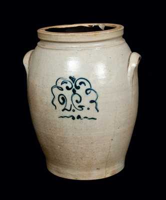 2 Gal. Slip-Trailed New Jersey Stoneware Crock