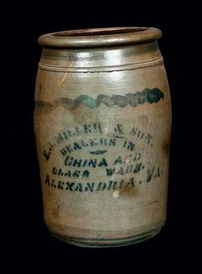 E. J. MILLER / ALEXANDRIA, VA Stoneware Advertising Crock