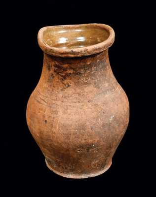 Redware Vase with Incised Lines at Shoulder