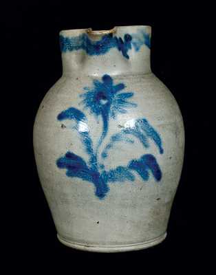 2 Gal. Stoneware Pitcher w/ Ornate Floral Decoration, Baltimore, circa 1820