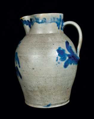 2 Gal. Stoneware Pitcher w/ Ornate Floral Decoration, Baltimore, circa 1820