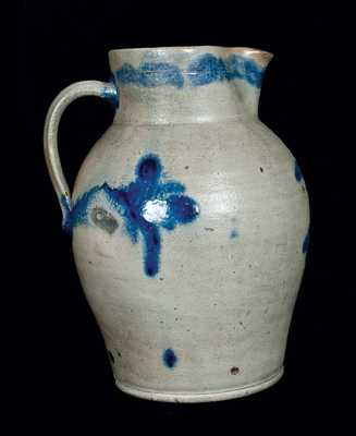 2 Gal. Stoneware Pitcher w/ Ornate Floral Decoration, Baltimore, circa 1820