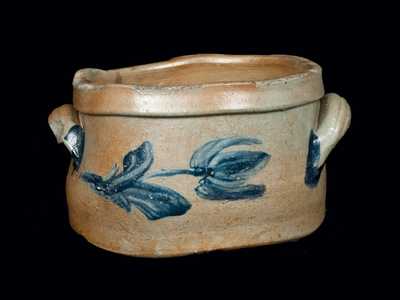 JOHN BELL / WAYNESBORO, PA Stoneware Butter Crock with Unusual Tulip Decoration