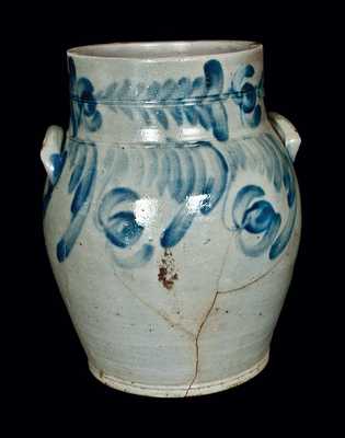 Pennsylvania Baluster-Form Stoneware Crock with Decorated Collar