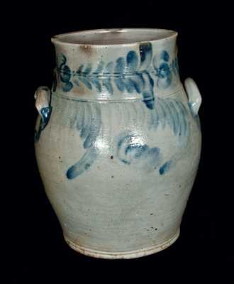 Pennsylvania Baluster-Form Stoneware Crock with Decorated Collar