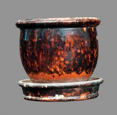 JOHN BELL / WAYNESBORO, PA Redware Flowerpot with Sponged Decoration