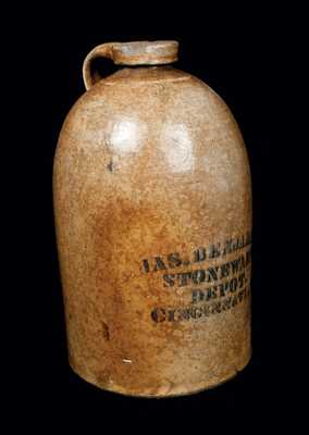 JAS. BENJAMIN STONEWARE DEPOT CINCINNATI, OH Stoneware Jug