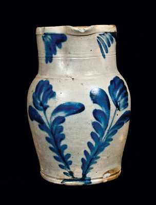 Remmey, Philadelphia Stoneware Pitcher with Tulip Decoration