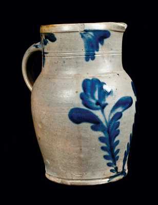 Remmey, Philadelphia Stoneware Pitcher with Tulip Decoration