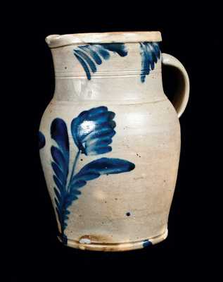 Remmey, Philadelphia Stoneware Pitcher with Tulip Decoration