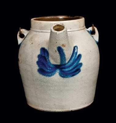 F. H. COWDEN Stoneware Batterpail with Stenciled Decoration