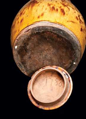 Rare Probably Philadelphia Redware Jar, Early Nineteenth Century, 1788 Commemorative Date