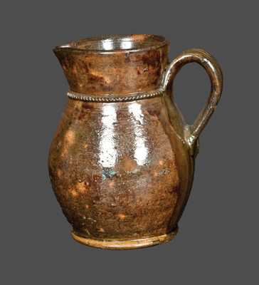 Lead-glazed Redware Pitcher, Jacob Medinger, Montgomery Co., PA, late 19th century.