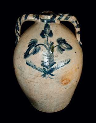 Important Signed "Samuel Young" Belmont County, Ohio, Monumental Stoneware Jug