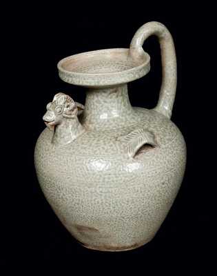 Stoneware Urn with Applied Ram s Head, probably North Carolina, circa 1900