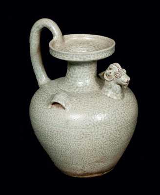 Stoneware Urn with Applied Ram s Head, probably North Carolina, circa 1900