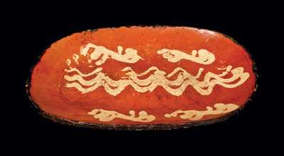 Slip-Decorated Probably Philadelphia Redware Loaf Dish