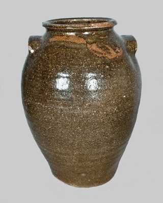 3 Gal. Alkaline Glazed Southern Ovoid Stoneware Jar with Inscription at Collar