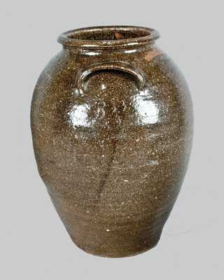 3 Gal. Alkaline Glazed Southern Ovoid Stoneware Jar with Inscription at Collar