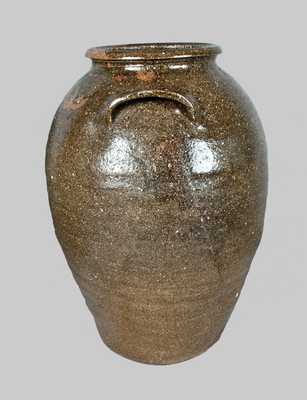 3 Gal. Alkaline Glazed Southern Ovoid Stoneware Jar with Inscription at Collar